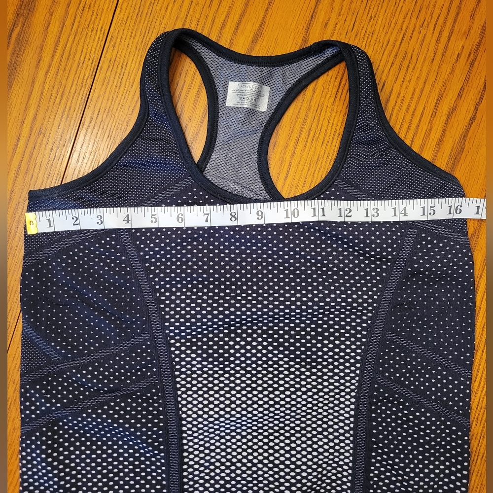 Athleta Fastest Track Racerback Tank Black White Polka Dot Seamless Mesh Large - Picture 5 of 6